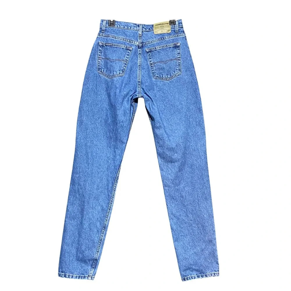 Vintage Jordache 90s High Waisted Straight Leg Blue Mom Jeans Size 11/12 Long